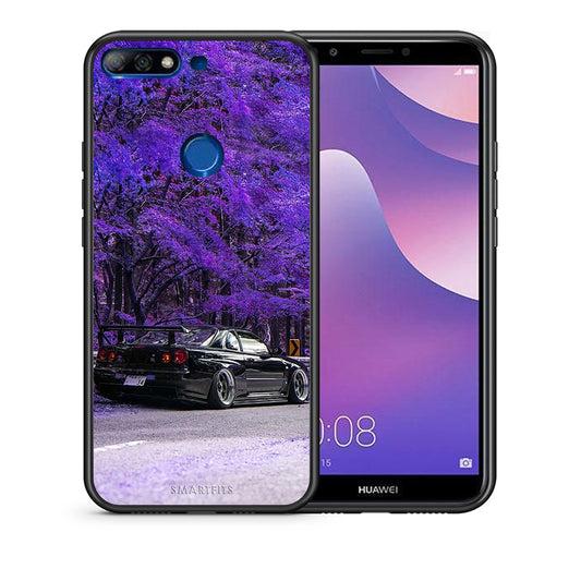 Θήκη Αγίου Βαλεντίνου Huawei Y7 2018 Super Car από τη Smartfits με σχέδιο στο πίσω μέρος και μαύρο περίβλημα | Huawei Y7 2018 Super Car case with colorful back and black bezels