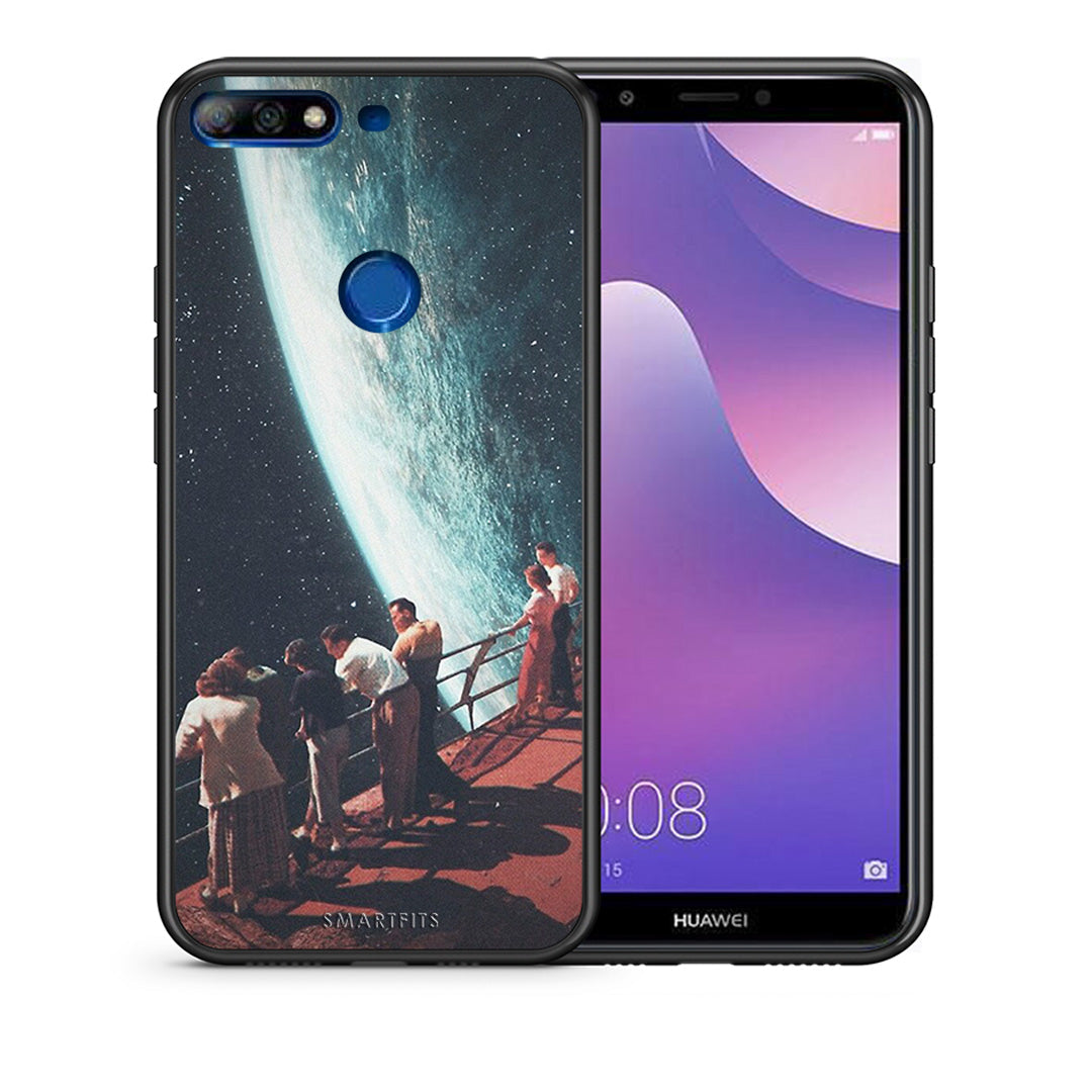 Θήκη Huawei Y7 2018 Surreal View από τη Smartfits με σχέδιο στο πίσω μέρος και μαύρο περίβλημα | Huawei Y7 2018 Surreal View case with colorful back and black bezels