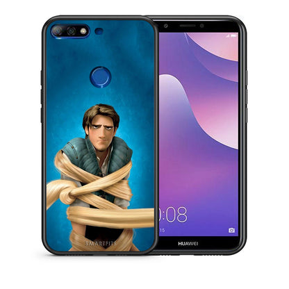 Θήκη Αγίου Βαλεντίνου Huawei Y7 2018 Tangled 1 από τη Smartfits με σχέδιο στο πίσω μέρος και μαύρο περίβλημα | Huawei Y7 2018 Tangled 1 case with colorful back and black bezels