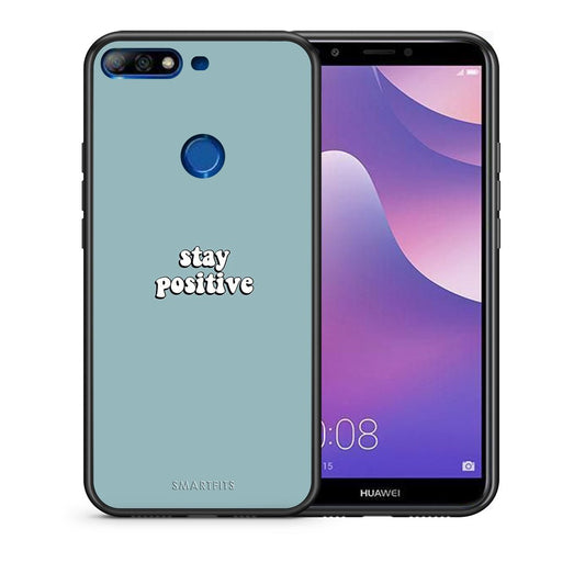 Θήκη Huawei Y7 2018 Positive Text από τη Smartfits με σχέδιο στο πίσω μέρος και μαύρο περίβλημα | Huawei Y7 2018 Positive Text case with colorful back and black bezels