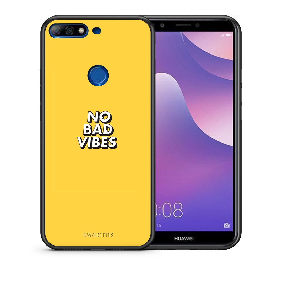 Θήκη Huawei Y7 2018 Vibes Text από τη Smartfits με σχέδιο στο πίσω μέρος και μαύρο περίβλημα | Huawei Y7 2018 Vibes Text case with colorful back and black bezels