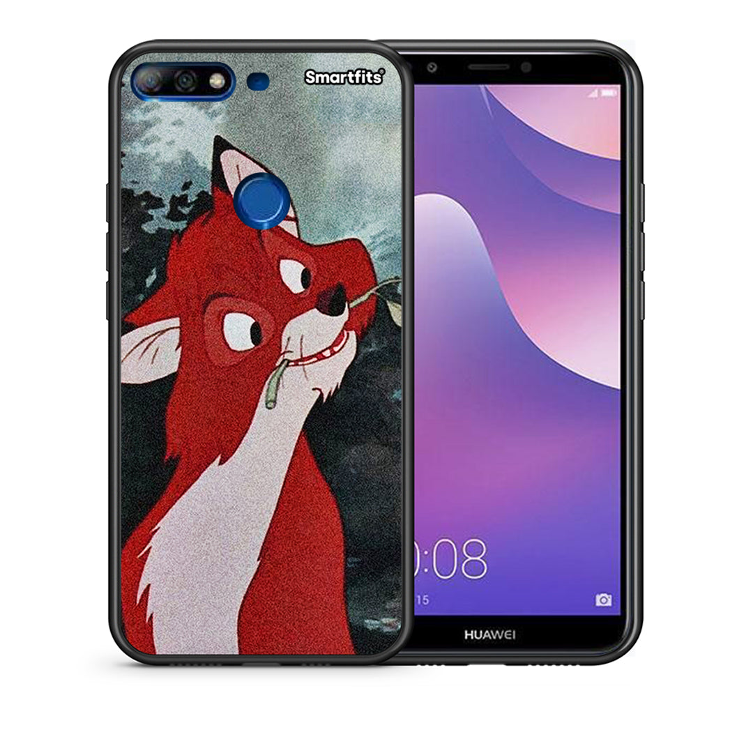 Θήκη Huawei Y7 2018 Tod And Vixey Love 1 από τη Smartfits με σχέδιο στο πίσω μέρος και μαύρο περίβλημα | Huawei Y7 2018 Tod And Vixey Love 1 case with colorful back and black bezels