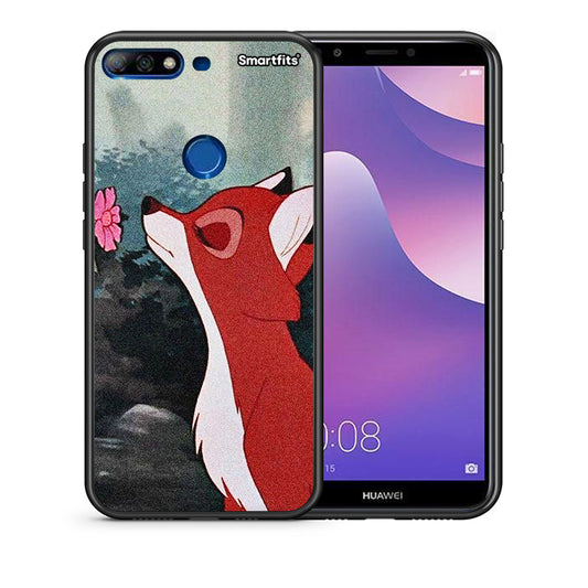 Θήκη Huawei Y7 2018 Tod And Vixey Love 2 από τη Smartfits με σχέδιο στο πίσω μέρος και μαύρο περίβλημα | Huawei Y7 2018 Tod And Vixey Love 2 case with colorful back and black bezels