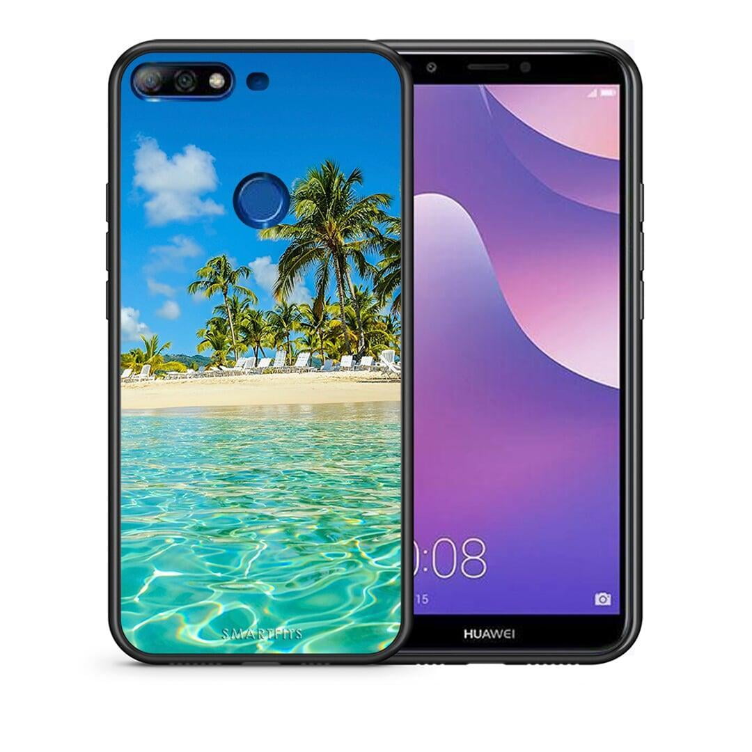 Θήκη Huawei Y7 2018 Tropical Vibes από τη Smartfits με σχέδιο στο πίσω μέρος και μαύρο περίβλημα | Huawei Y7 2018 Tropical Vibes case with colorful back and black bezels