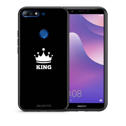 Θήκη Huawei Y7 2018 King Valentine από τη Smartfits με σχέδιο στο πίσω μέρος και μαύρο περίβλημα | Huawei Y7 2018 King Valentine case with colorful back and black bezels