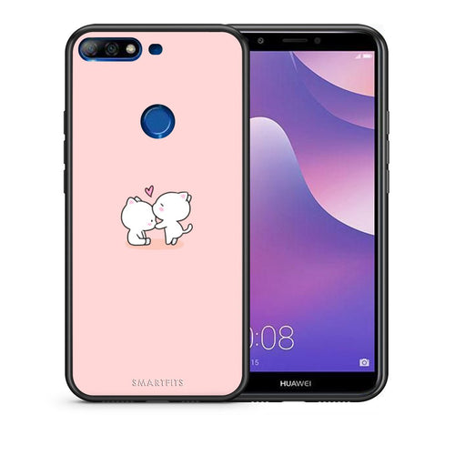 Θήκη Huawei Y7 2018 Love Valentine από τη Smartfits με σχέδιο στο πίσω μέρος και μαύρο περίβλημα | Huawei Y7 2018 Love Valentine case with colorful back and black bezels