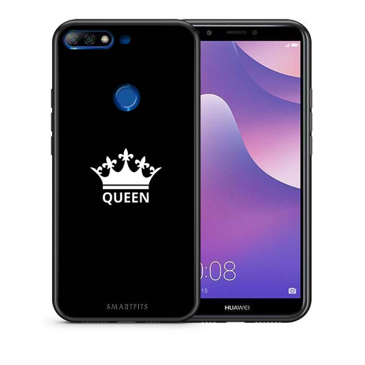 Θήκη Huawei Y7 2018 Queen Valentine από τη Smartfits με σχέδιο στο πίσω μέρος και μαύρο περίβλημα | Huawei Y7 2018 Queen Valentine case with colorful back and black bezels