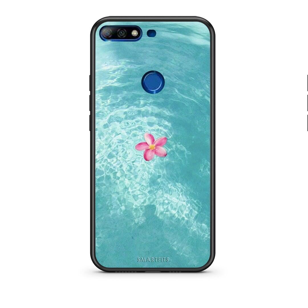 Huawei Y7 2018 Water Flower Θήκη από τη Smartfits με σχέδιο στο πίσω μέρος και μαύρο περίβλημα | Smartphone case with colorful back and black bezels by Smartfits