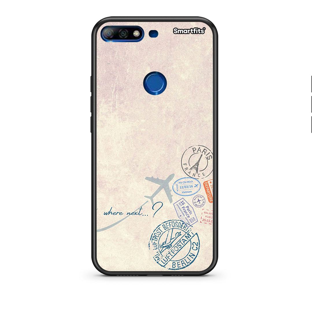 Huawei Y7 2018 Where Next Θήκη από τη Smartfits με σχέδιο στο πίσω μέρος και μαύρο περίβλημα | Smartphone case with colorful back and black bezels by Smartfits