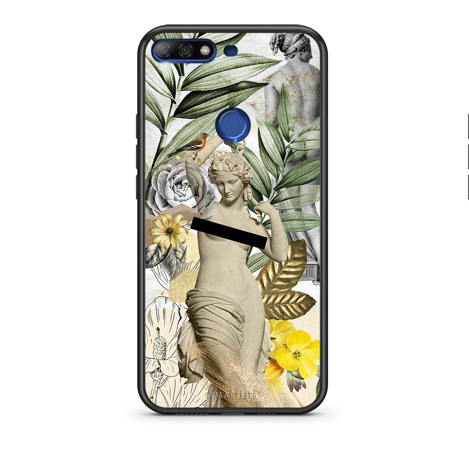 Huawei Y7 2018 Woman Statue θήκη από τη Smartfits με σχέδιο στο πίσω μέρος και μαύρο περίβλημα | Smartphone case with colorful back and black bezels by Smartfits