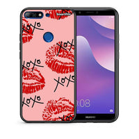 Thumbnail for Θήκη Huawei Y7 2018 XOXO Lips από τη Smartfits με σχέδιο στο πίσω μέρος και μαύρο περίβλημα | Huawei Y7 2018 XOXO Lips case with colorful back and black bezels
