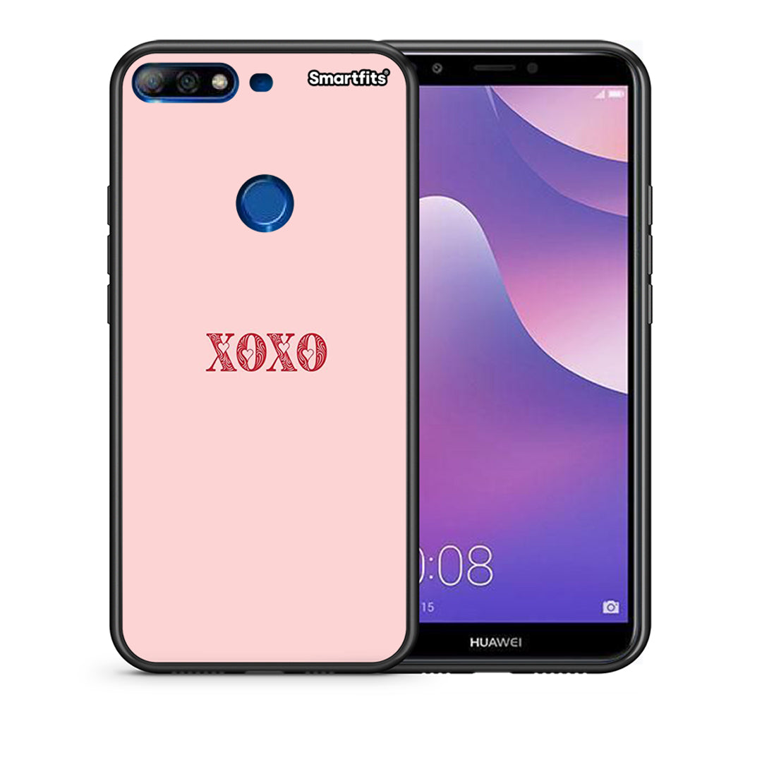 Θήκη Huawei Y7 2018 XOXO Love από τη Smartfits με σχέδιο στο πίσω μέρος και μαύρο περίβλημα | Huawei Y7 2018 XOXO Love case with colorful back and black bezels