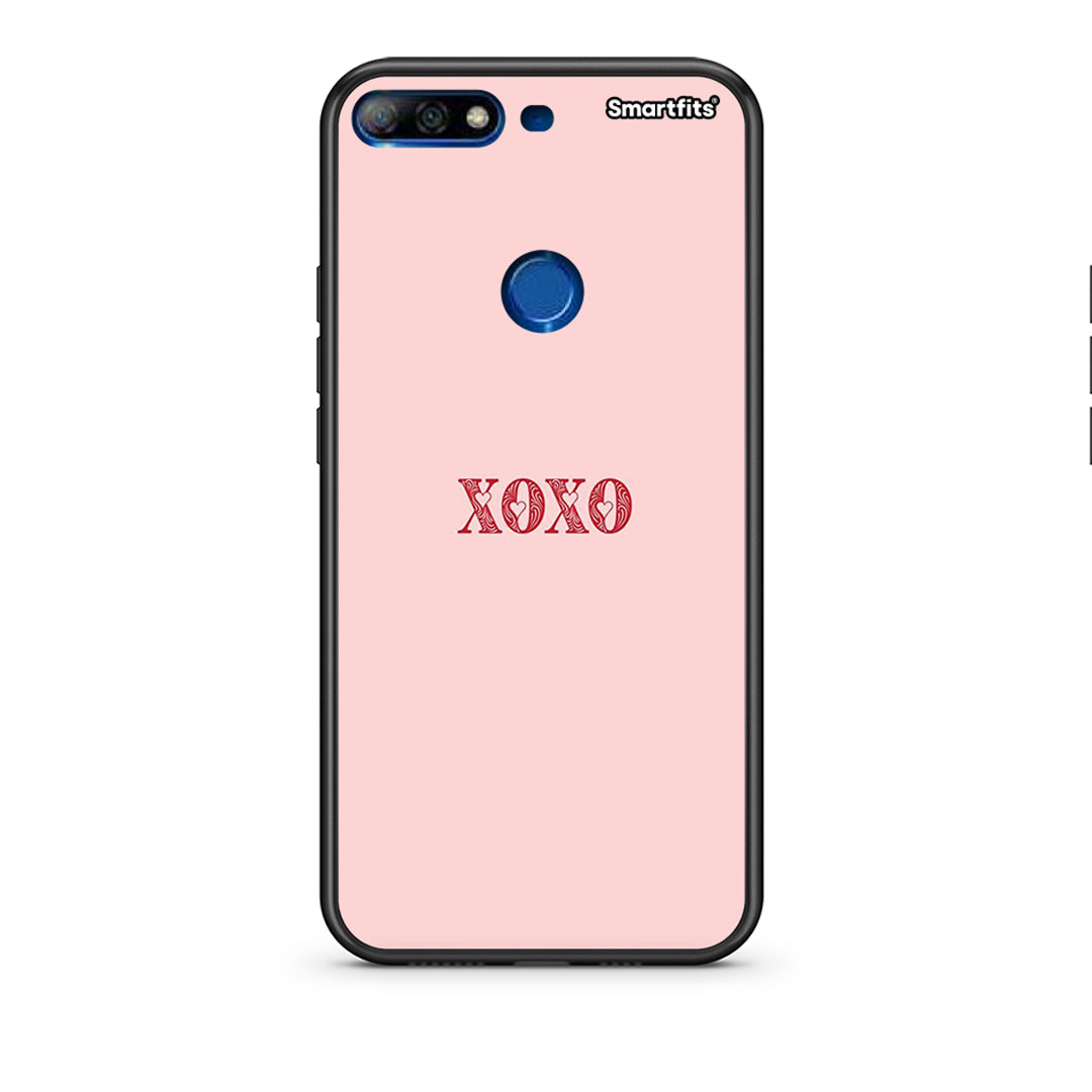 Huawei Y7 2018 XOXO Love θήκη από τη Smartfits με σχέδιο στο πίσω μέρος και μαύρο περίβλημα | Smartphone case with colorful back and black bezels by Smartfits