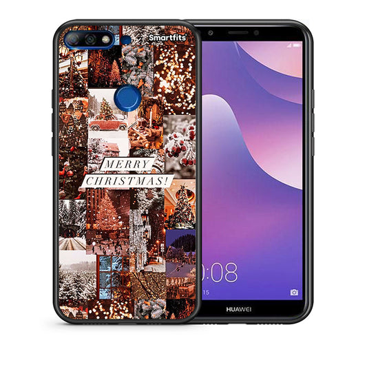 Θήκη Huawei Y7 2018 Xmas Collage από τη Smartfits με σχέδιο στο πίσω μέρος και μαύρο περίβλημα | Huawei Y7 2018 Xmas Collage case with colorful back and black bezels