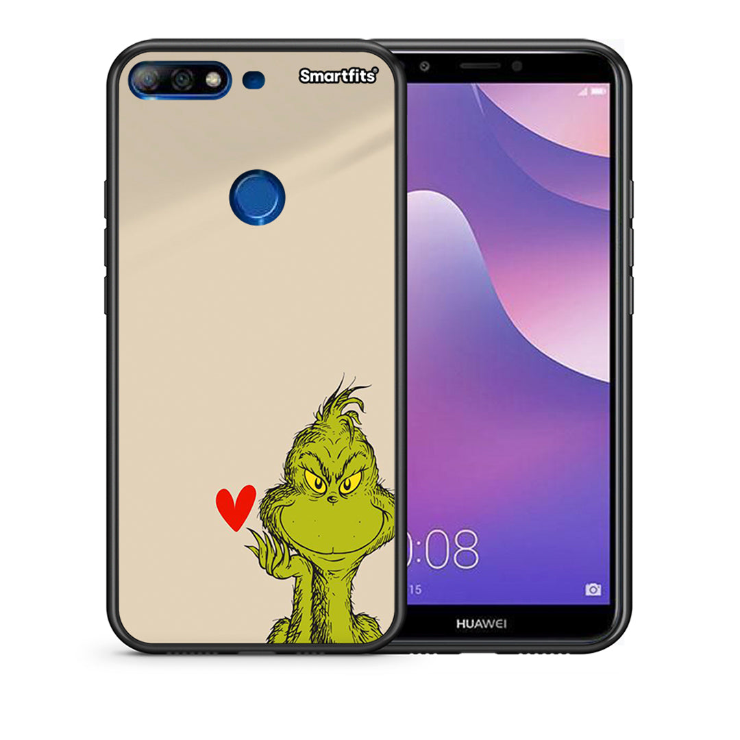 Θήκη Huawei Y7 2018 Xmas Grinch από τη Smartfits με σχέδιο στο πίσω μέρος και μαύρο περίβλημα | Huawei Y7 2018 Xmas Grinch case with colorful back and black bezels
