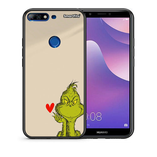 Θήκη Huawei Y7 2018 Xmas Grinch από τη Smartfits με σχέδιο στο πίσω μέρος και μαύρο περίβλημα | Huawei Y7 2018 Xmas Grinch case with colorful back and black bezels