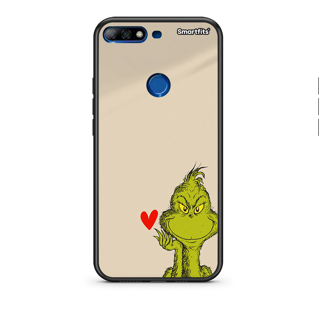 Huawei Y7 2018 Xmas Grinch θήκη από τη Smartfits με σχέδιο στο πίσω μέρος και μαύρο περίβλημα | Smartphone case with colorful back and black bezels by Smartfits