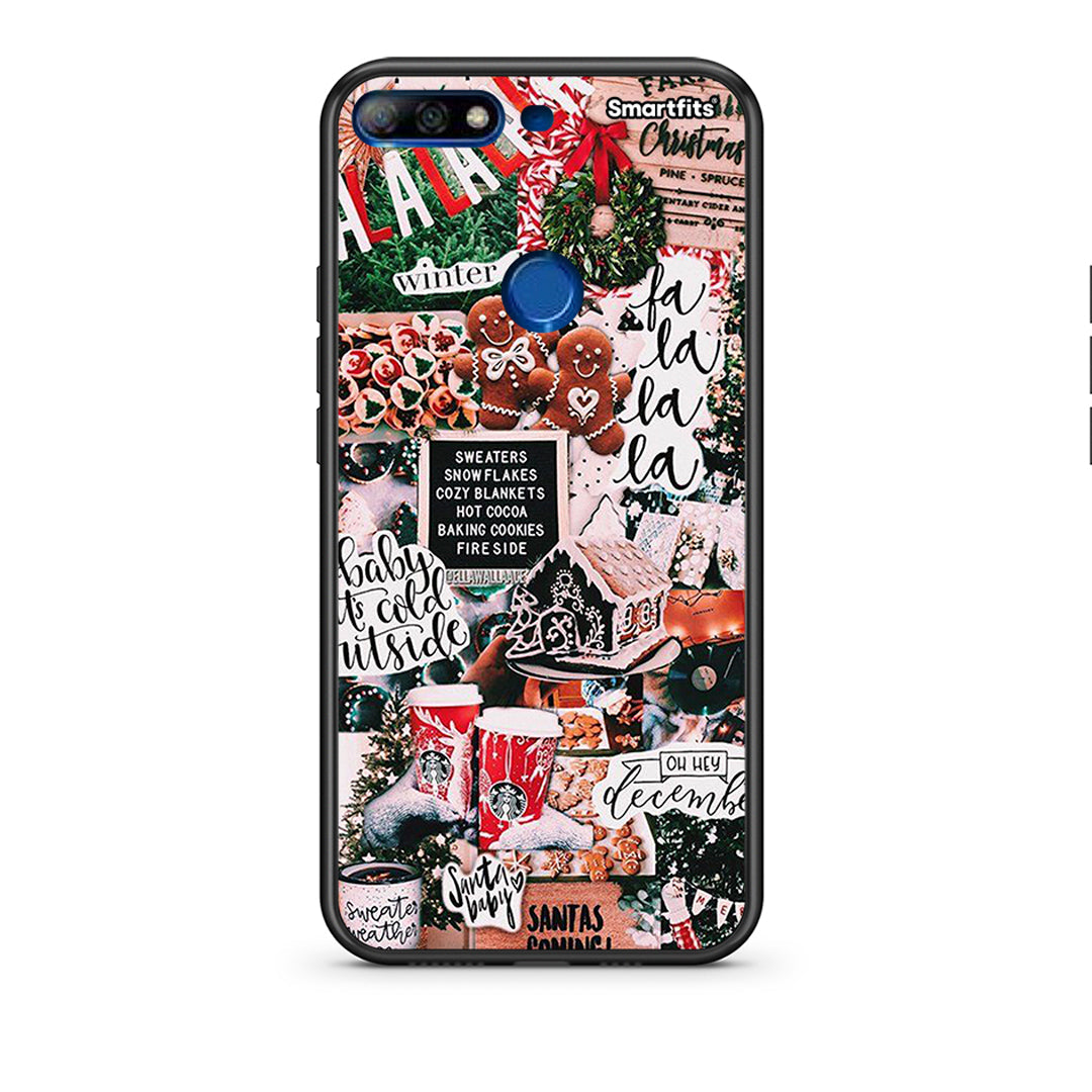 Huawei Y7 2018 Xmas Habbits θήκη από τη Smartfits με σχέδιο στο πίσω μέρος και μαύρο περίβλημα | Smartphone case with colorful back and black bezels by Smartfits