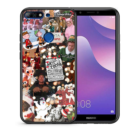 Θήκη Huawei Y7 2018 Xmas Movies από τη Smartfits με σχέδιο στο πίσω μέρος και μαύρο περίβλημα | Huawei Y7 2018 Xmas Movies case with colorful back and black bezels