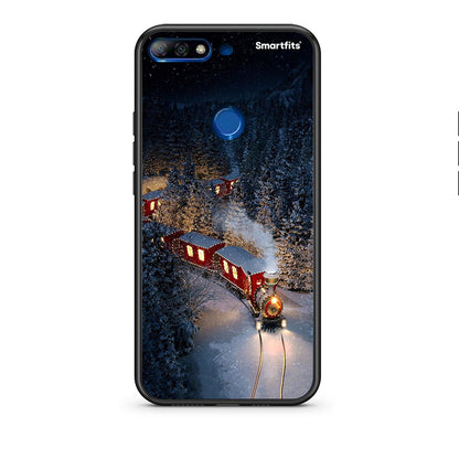Huawei Y7 2018 Xmas Train θήκη από τη Smartfits με σχέδιο στο πίσω μέρος και μαύρο περίβλημα | Smartphone case with colorful back and black bezels by Smartfits