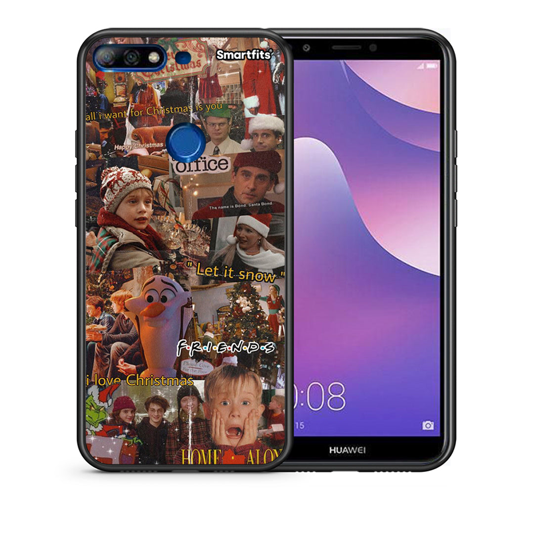 Θήκη Huawei Y7 2018 Xmas Wishes από τη Smartfits με σχέδιο στο πίσω μέρος και μαύρο περίβλημα | Huawei Y7 2018 Xmas Wishes case with colorful back and black bezels