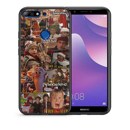 Θήκη Huawei Y7 2018 Xmas Wishes από τη Smartfits με σχέδιο στο πίσω μέρος και μαύρο περίβλημα | Huawei Y7 2018 Xmas Wishes case with colorful back and black bezels