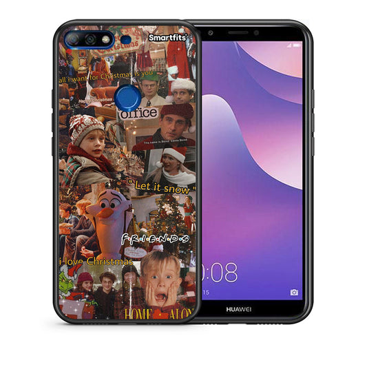 Θήκη Huawei Y7 2018 Xmas Wishes από τη Smartfits με σχέδιο στο πίσω μέρος και μαύρο περίβλημα | Huawei Y7 2018 Xmas Wishes case with colorful back and black bezels