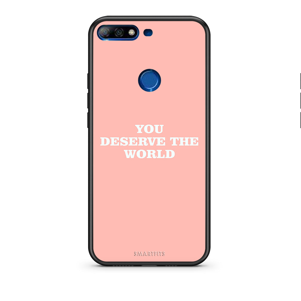Huawei Y7 2018 You Deserve The World Θήκη Αγίου Βαλεντίνου από τη Smartfits με σχέδιο στο πίσω μέρος και μαύρο περίβλημα | Smartphone case with colorful back and black bezels by Smartfits