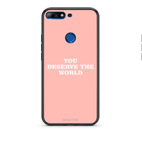 Thumbnail for Huawei Y7 2018 You Deserve The World Θήκη Αγίου Βαλεντίνου από τη Smartfits με σχέδιο στο πίσω μέρος και μαύρο περίβλημα | Smartphone case with colorful back and black bezels by Smartfits