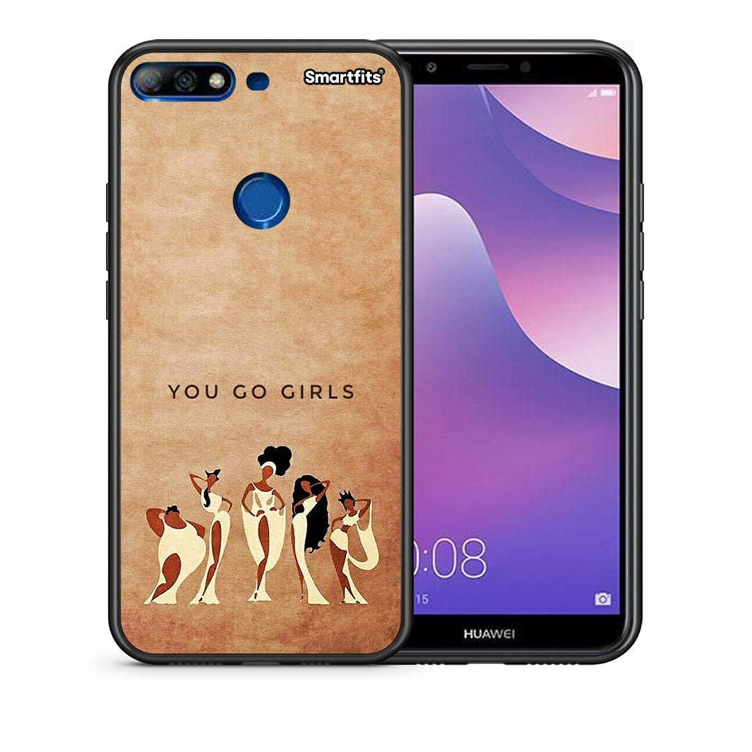 Θήκη Huawei Y7 2018 You Go Girl από τη Smartfits με σχέδιο στο πίσω μέρος και μαύρο περίβλημα | Huawei Y7 2018 You Go Girl case with colorful back and black bezels