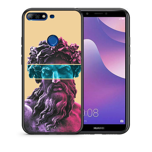 Θήκη Αγίου Βαλεντίνου Huawei Y7 2018 Zeus Art από τη Smartfits με σχέδιο στο πίσω μέρος και μαύρο περίβλημα | Huawei Y7 2018 Zeus Art case with colorful back and black bezels