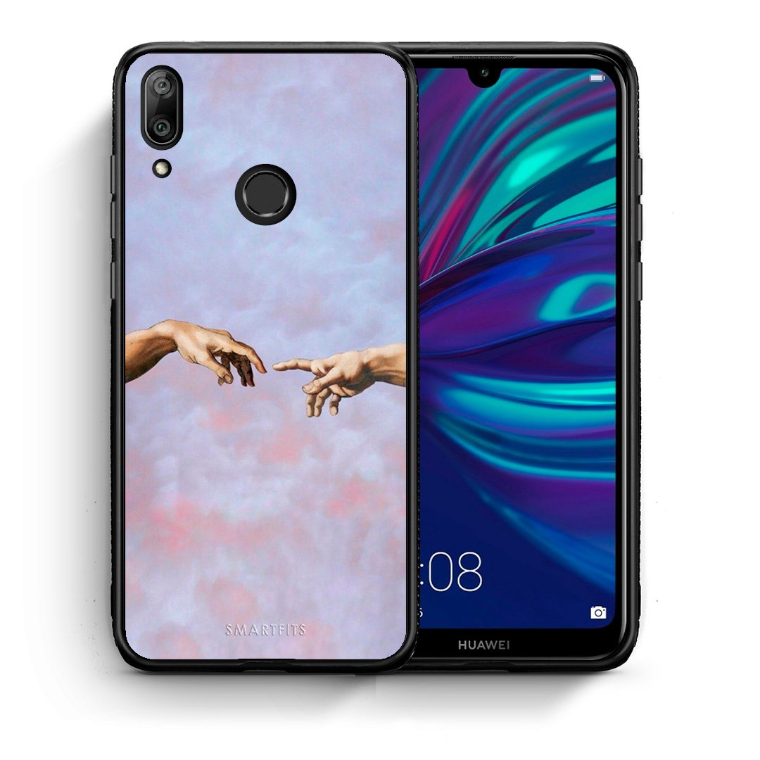 Θήκη Huawei Y7 2019 Adam Hand από τη Smartfits με σχέδιο στο πίσω μέρος και μαύρο περίβλημα | Huawei Y7 2019 Adam Hand case with colorful back and black bezels