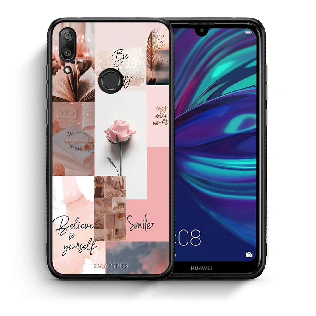 Θήκη Huawei Y7 2019 Aesthetic Collage από τη Smartfits με σχέδιο στο πίσω μέρος και μαύρο περίβλημα | Huawei Y7 2019 Aesthetic Collage case with colorful back and black bezels