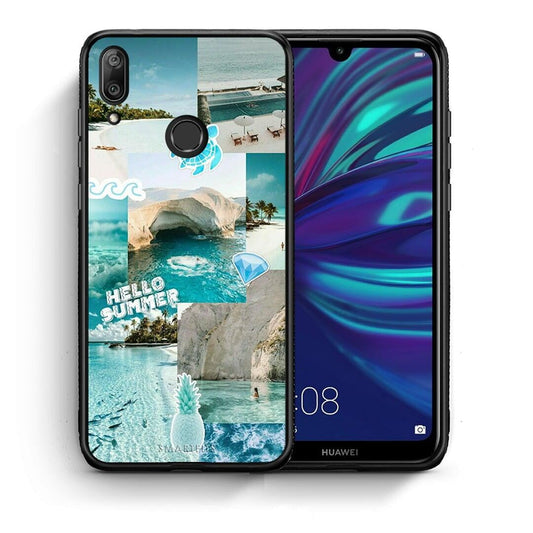 Θήκη Huawei Y7 2019 Aesthetic Summer από τη Smartfits με σχέδιο στο πίσω μέρος και μαύρο περίβλημα | Huawei Y7 2019 Aesthetic Summer case with colorful back and black bezels