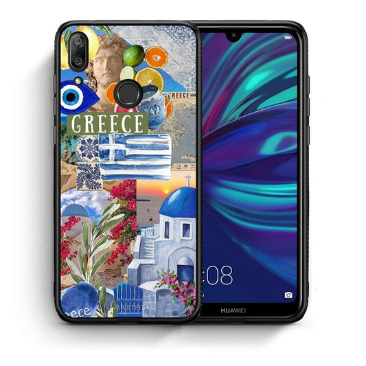 Θήκη Huawei Y7 2019 All Greek από τη Smartfits με σχέδιο στο πίσω μέρος και μαύρο περίβλημα | Huawei Y7 2019 All Greek case with colorful back and black bezels