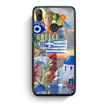 Huawei Y7 2019 All Greek Θήκη από τη Smartfits με σχέδιο στο πίσω μέρος και μαύρο περίβλημα | Smartphone case with colorful back and black bezels by Smartfits