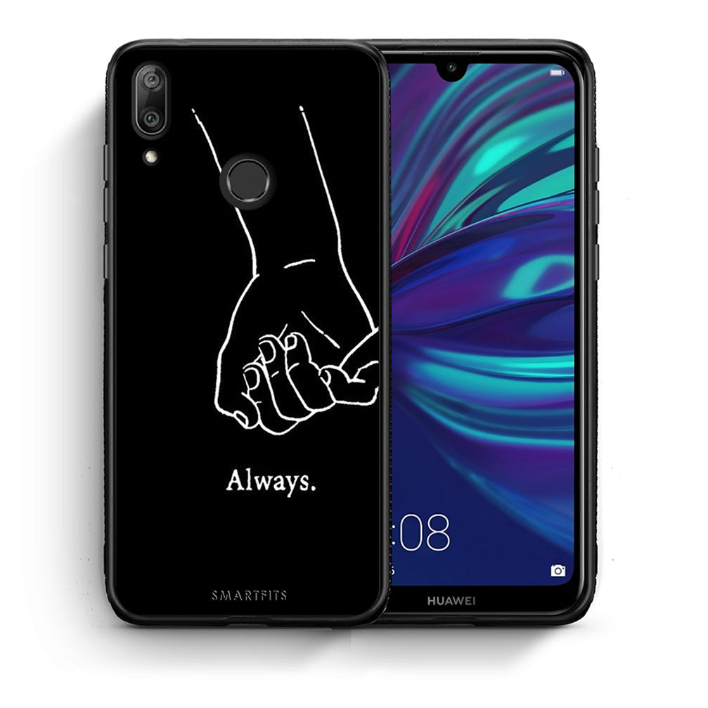 Θήκη Αγίου Βαλεντίνου Huawei Y7 2019 Always & Forever 1 από τη Smartfits με σχέδιο στο πίσω μέρος και μαύρο περίβλημα | Huawei Y7 2019 Always & Forever 1 case with colorful back and black bezels