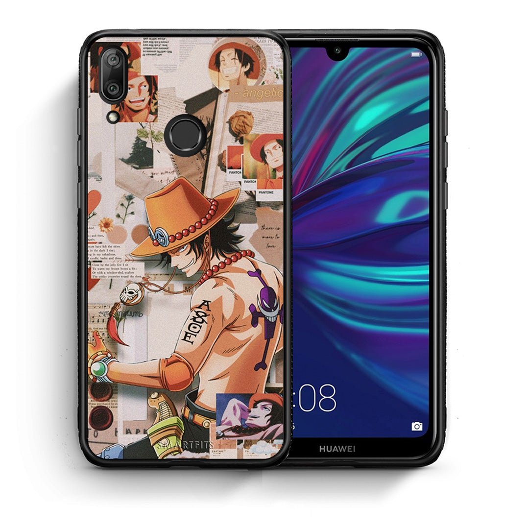 Θήκη Huawei Y7 2019 Anime Collage από τη Smartfits με σχέδιο στο πίσω μέρος και μαύρο περίβλημα | Huawei Y7 2019 Anime Collage case with colorful back and black bezels