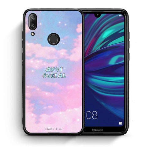Θήκη Αγίου Βαλεντίνου Huawei Y7 2019 Anti Social από τη Smartfits με σχέδιο στο πίσω μέρος και μαύρο περίβλημα | Huawei Y7 2019 Anti Social case with colorful back and black bezels