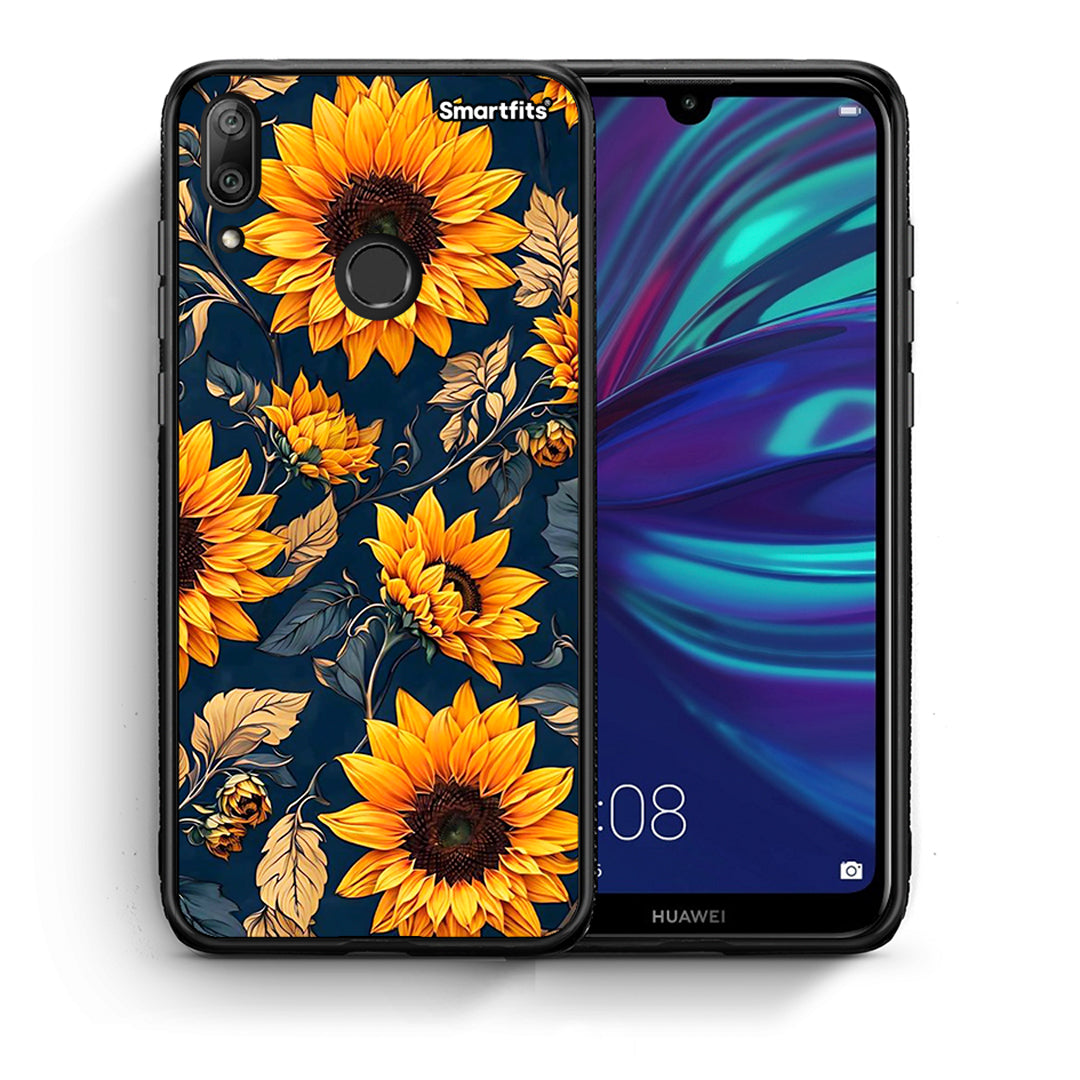 Θήκη Huawei Y7 2019 Autumn Sunflowers από τη Smartfits με σχέδιο στο πίσω μέρος και μαύρο περίβλημα | Huawei Y7 2019 Autumn Sunflowers case with colorful back and black bezels