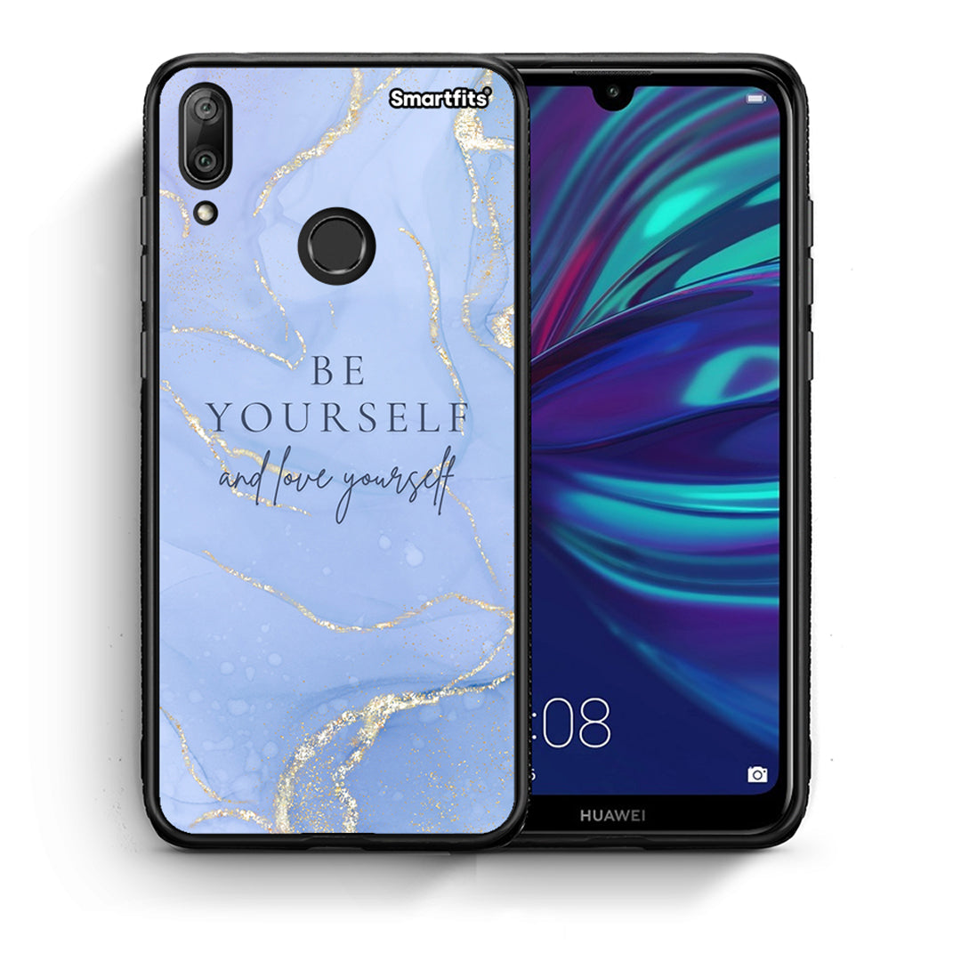 Θήκη Huawei Y7 2019 Be Yourself από τη Smartfits με σχέδιο στο πίσω μέρος και μαύρο περίβλημα | Huawei Y7 2019 Be Yourself case with colorful back and black bezels