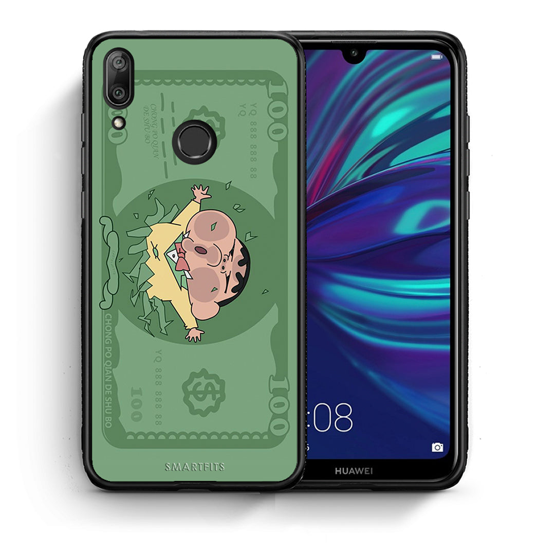 Θήκη Αγίου Βαλεντίνου Huawei Y7 2019 Big Money από τη Smartfits με σχέδιο στο πίσω μέρος και μαύρο περίβλημα | Huawei Y7 2019 Big Money case with colorful back and black bezels