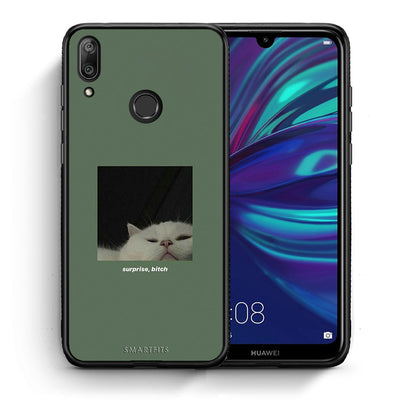 Θήκη Huawei Y7 2019 Bitch Surprise από τη Smartfits με σχέδιο στο πίσω μέρος και μαύρο περίβλημα | Huawei Y7 2019 Bitch Surprise case with colorful back and black bezels