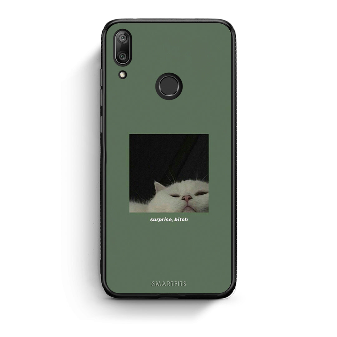Huawei Y7 2019 Bitch Surprise θήκη από τη Smartfits με σχέδιο στο πίσω μέρος και μαύρο περίβλημα | Smartphone case with colorful back and black bezels by Smartfits