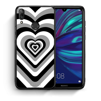Θήκη Huawei Y7 2019 Black Hearts από τη Smartfits με σχέδιο στο πίσω μέρος και μαύρο περίβλημα | Huawei Y7 2019 Black Hearts case with colorful back and black bezels