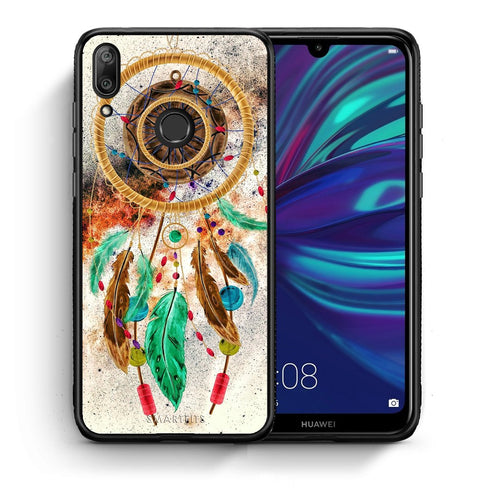 Θήκη Huawei Y7 2019 DreamCatcher Boho από τη Smartfits με σχέδιο στο πίσω μέρος και μαύρο περίβλημα | Huawei Y7 2019 DreamCatcher Boho case with colorful back and black bezels