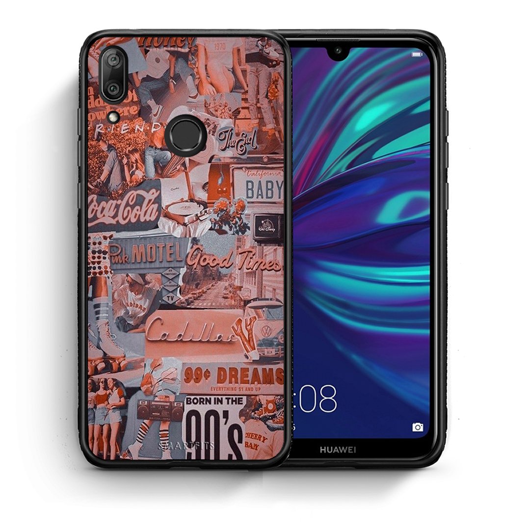 Θήκη Huawei Y7 2019 Born In 90s από τη Smartfits με σχέδιο στο πίσω μέρος και μαύρο περίβλημα | Huawei Y7 2019 Born In 90s case with colorful back and black bezels