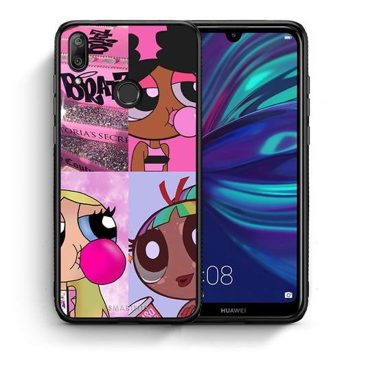 Θήκη Αγίου Βαλεντίνου Huawei Y7 2019 Bubble Girls από τη Smartfits με σχέδιο στο πίσω μέρος και μαύρο περίβλημα | Huawei Y7 2019 Bubble Girls case with colorful back and black bezels