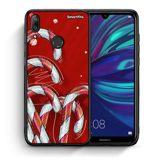 Θήκη Huawei Y7 2019 Candy Cane από τη Smartfits με σχέδιο στο πίσω μέρος και μαύρο περίβλημα | Huawei Y7 2019 Candy Cane case with colorful back and black bezels