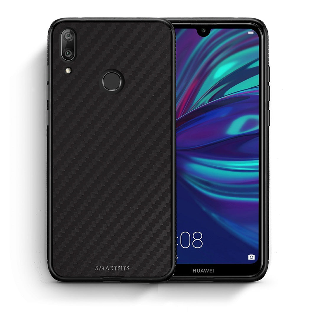 Θήκη Huawei Y7 2019 Carbon Black από τη Smartfits με σχέδιο στο πίσω μέρος και μαύρο περίβλημα | Huawei Y7 2019 Carbon Black case with colorful back and black bezels